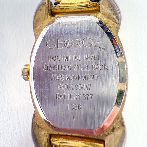 ⌚️ Vintage George Gold-Tone Ladies Dress Watch Diamond-Style Accents Blue Dial - Picture 8 of 11